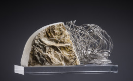 One half, Carrara marble and alu wire h 22x12x7, 2015