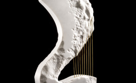 The wind of desert, Carrara marble and brass wire h50x35x20, 2014